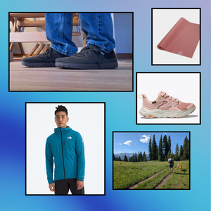 editor's favorite things december 2025, featuring lem's chillum shoes, a north face jacket, an external battery pack, and a lightweight daypack