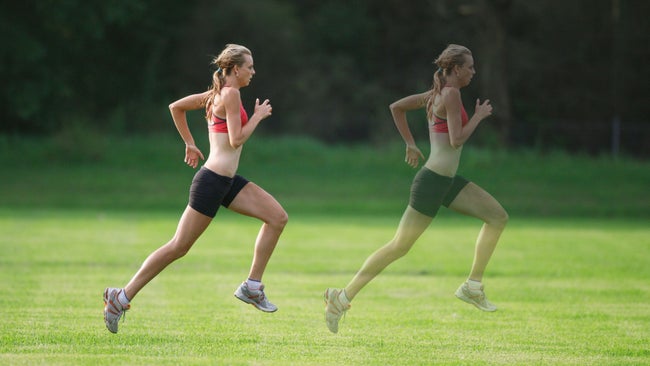 woman chasing her faster self