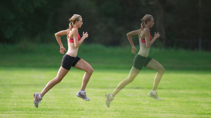 woman chasing her faster self