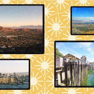 collage of the sunniest towns