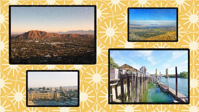 collage of the sunniest towns