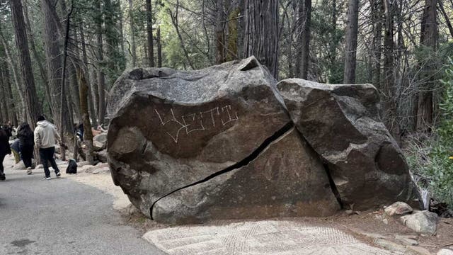 Vandals Just Defaced Yosemite. They Scrawled This Tag on Rocks and Signs.