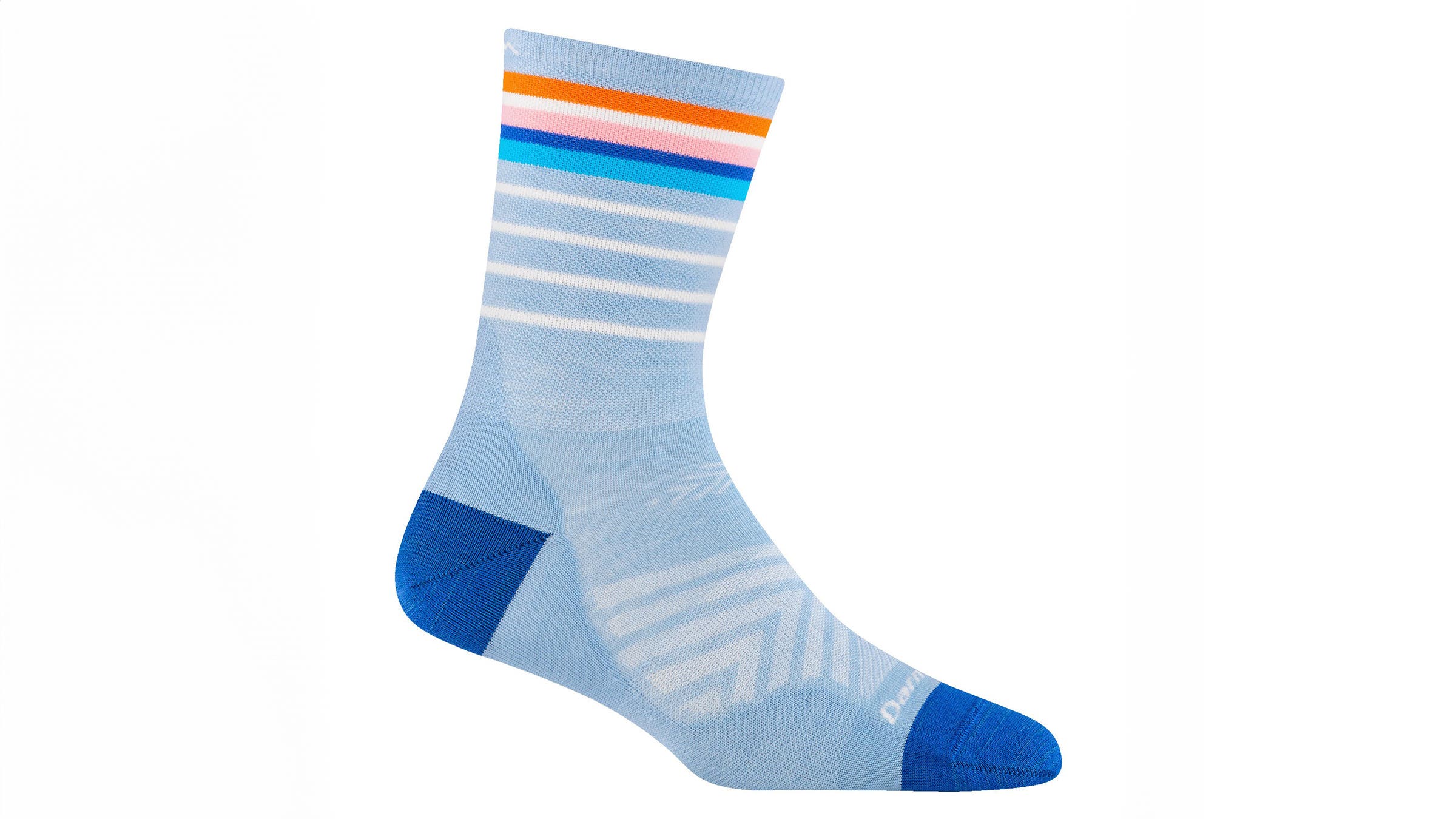 Darn Tough Micro Crew Ultra-Lightweight running socks blue on white background.
