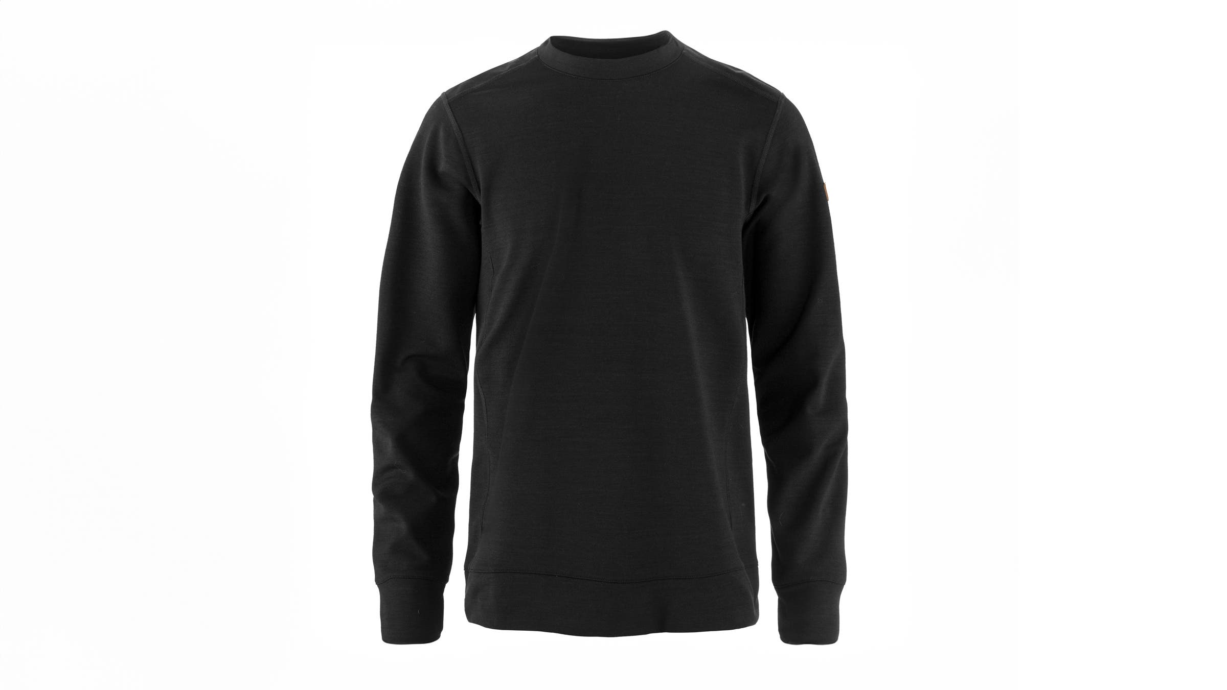 Fjällräven Keb fleece crew neck black on white background.