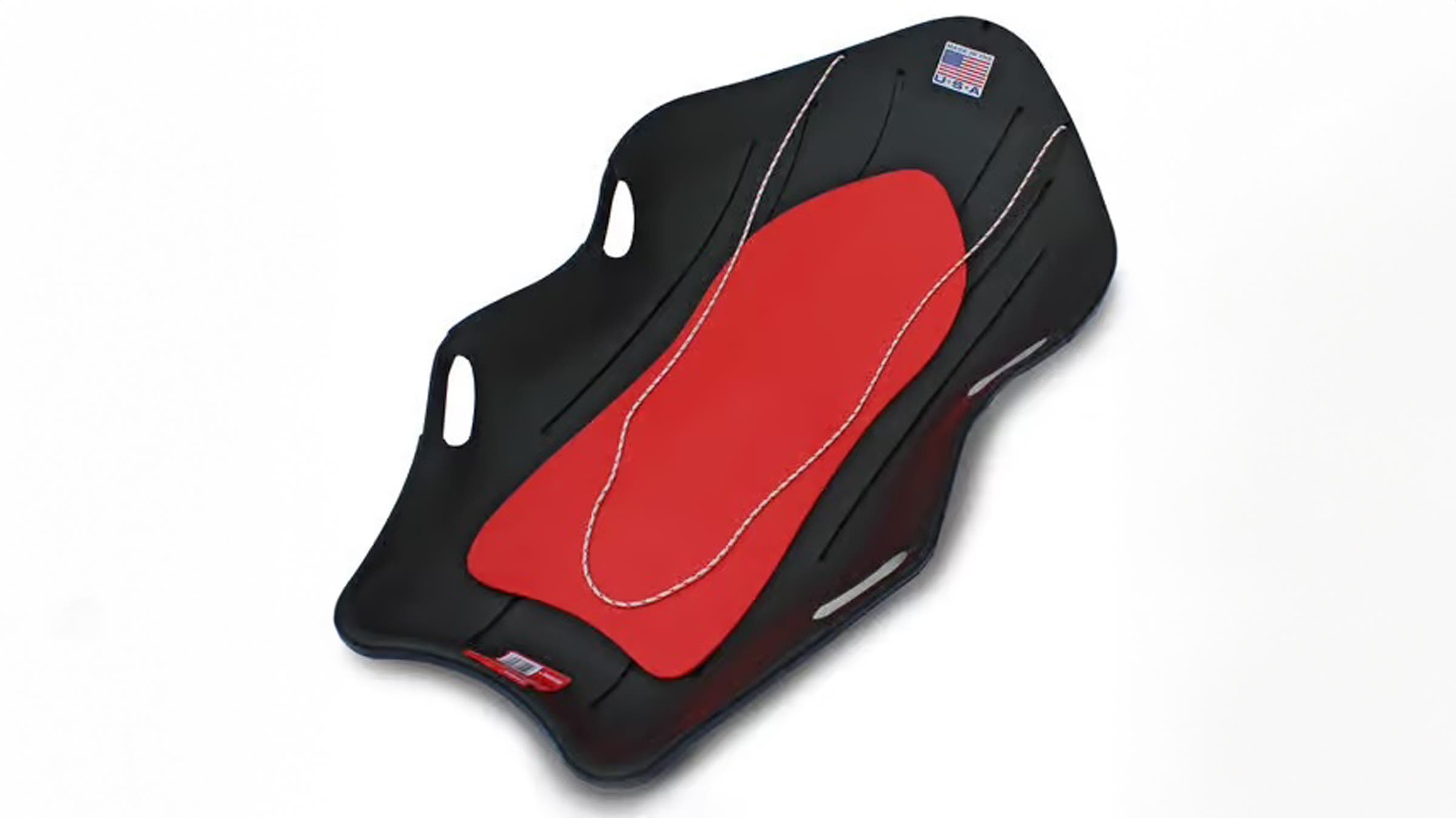 Flexible Flyer Snow Boat Plastic Sled for sledding on white background.