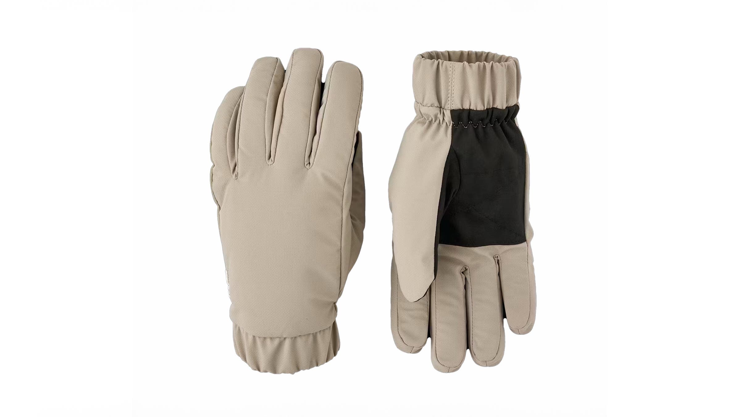 Hestra Axis winter water-resistant gloves tan on white background.