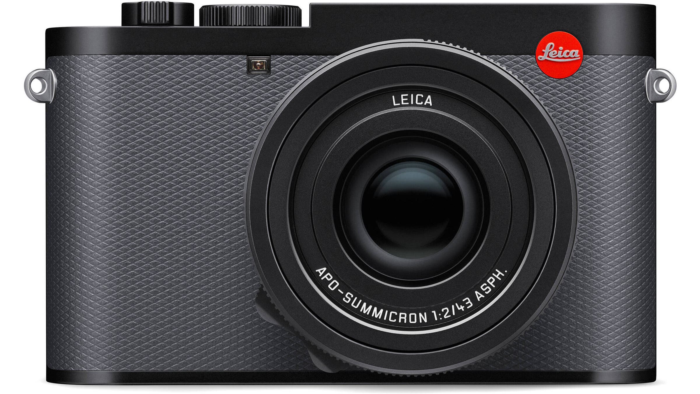 Leica Q3 43 compact camera on white background.