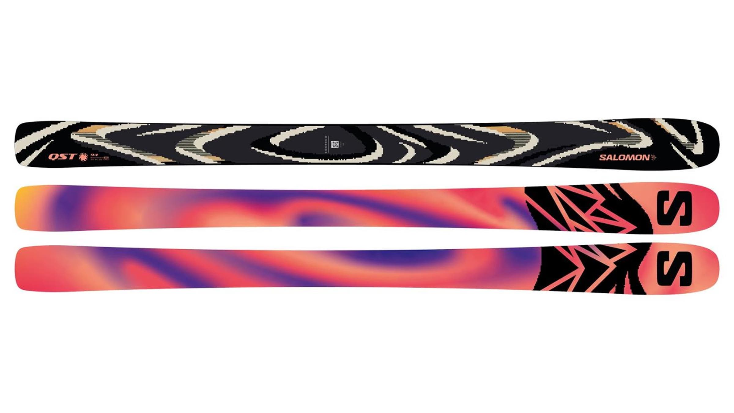 Salomon QST 94 skis on white background.