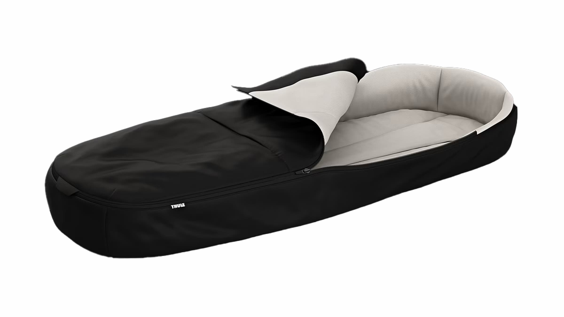 Thule Stroller Footmuff baby blanket for stroller on whte background.