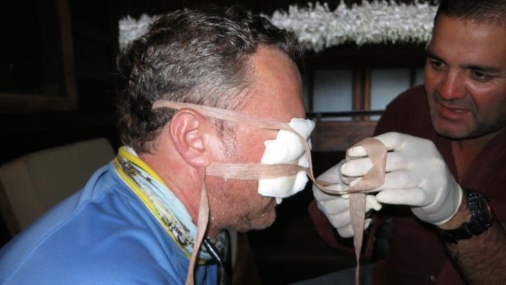 Jim Klug getting bandaged