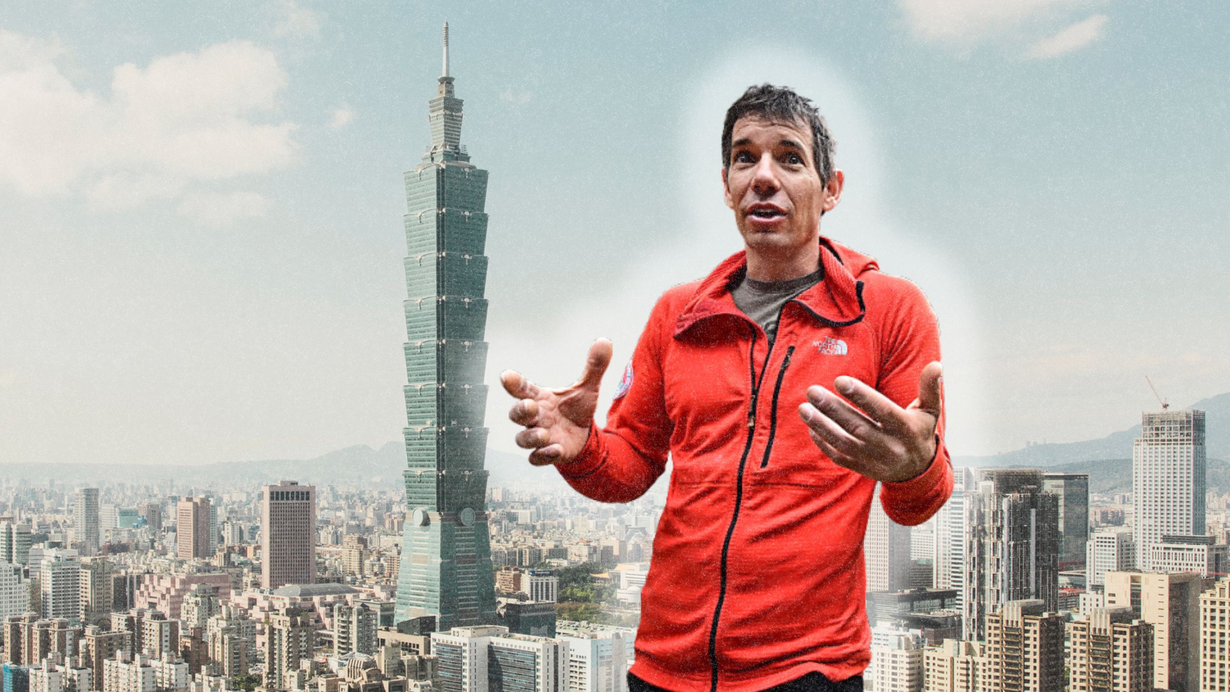 Alex Honnold in front of Taipei, Taiwan