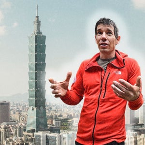 Alex Honnold in front of Taipei, Taiwan