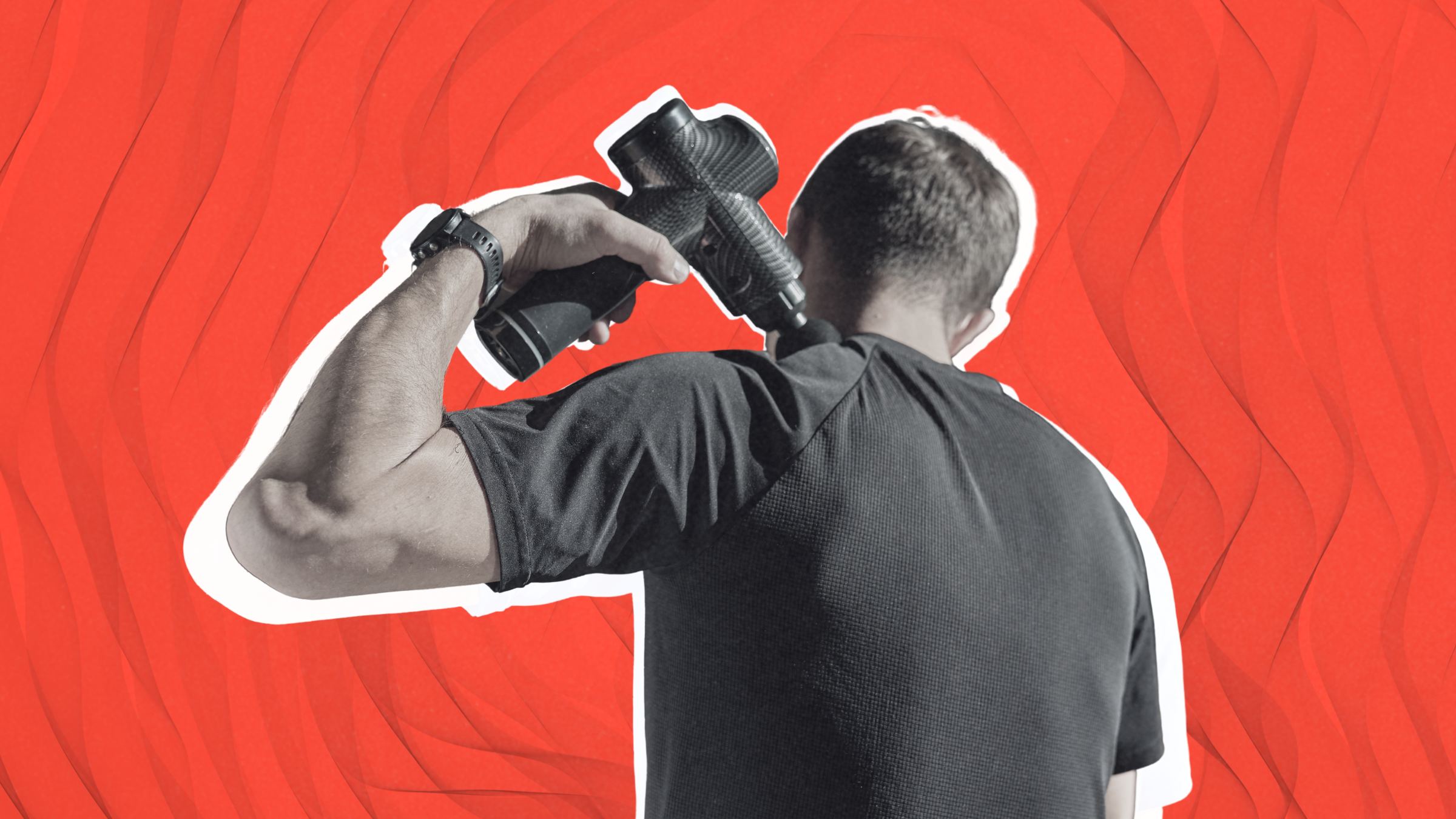 person using a massage gun