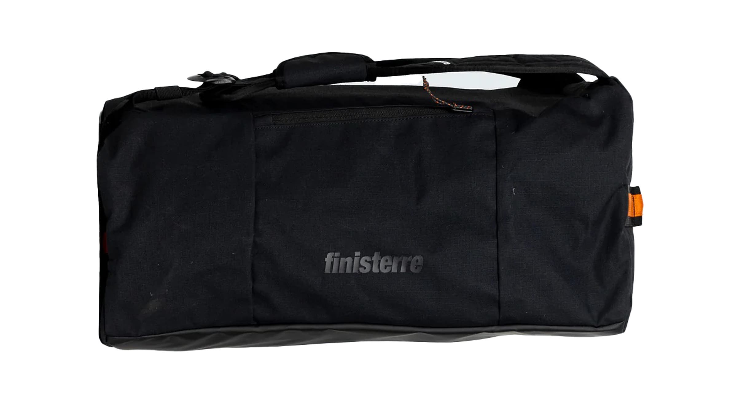 Finisterre Nautilus 45L weekender duffel bag black on white background