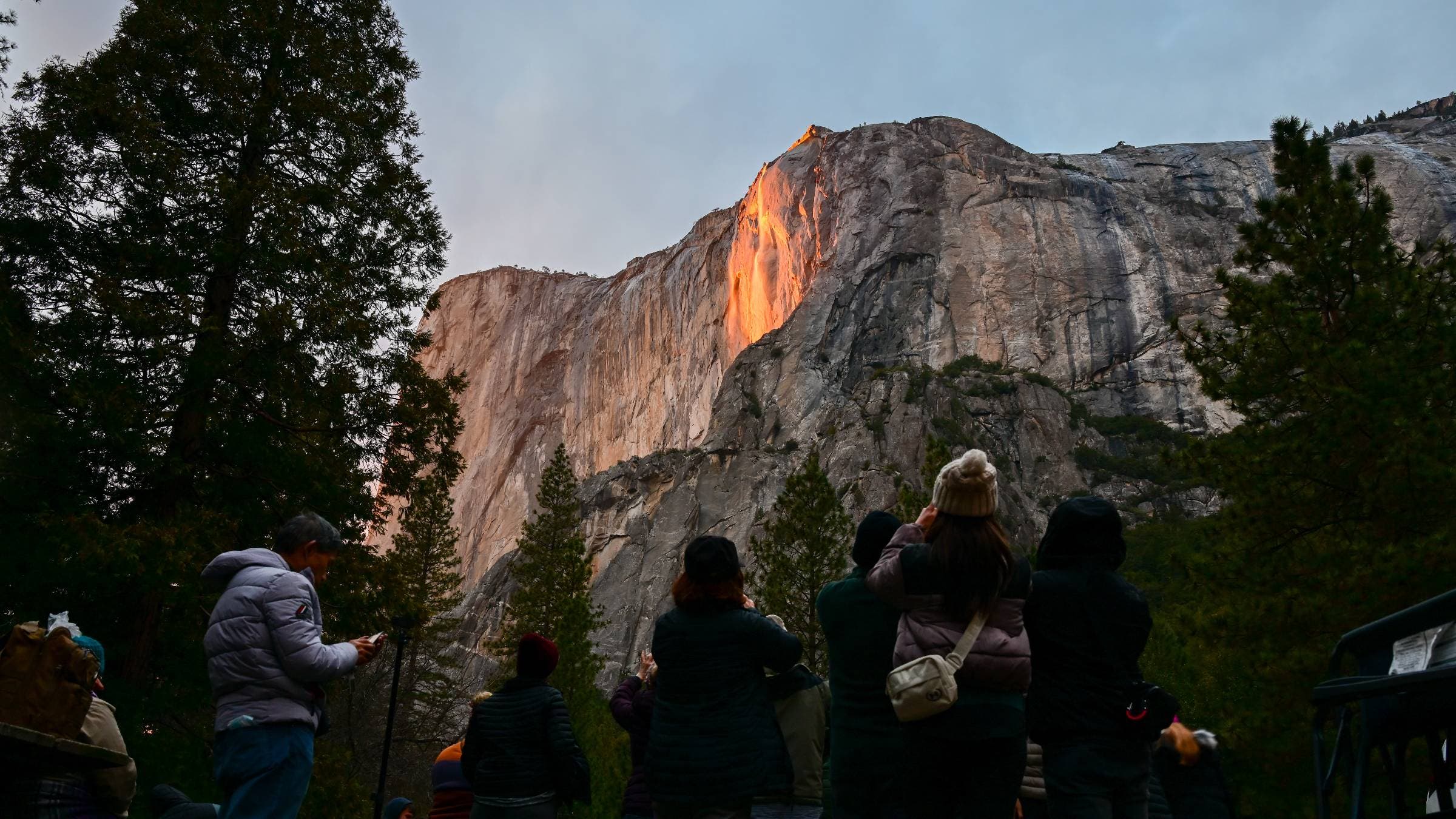 A view of Firefall effect on El Capitan
