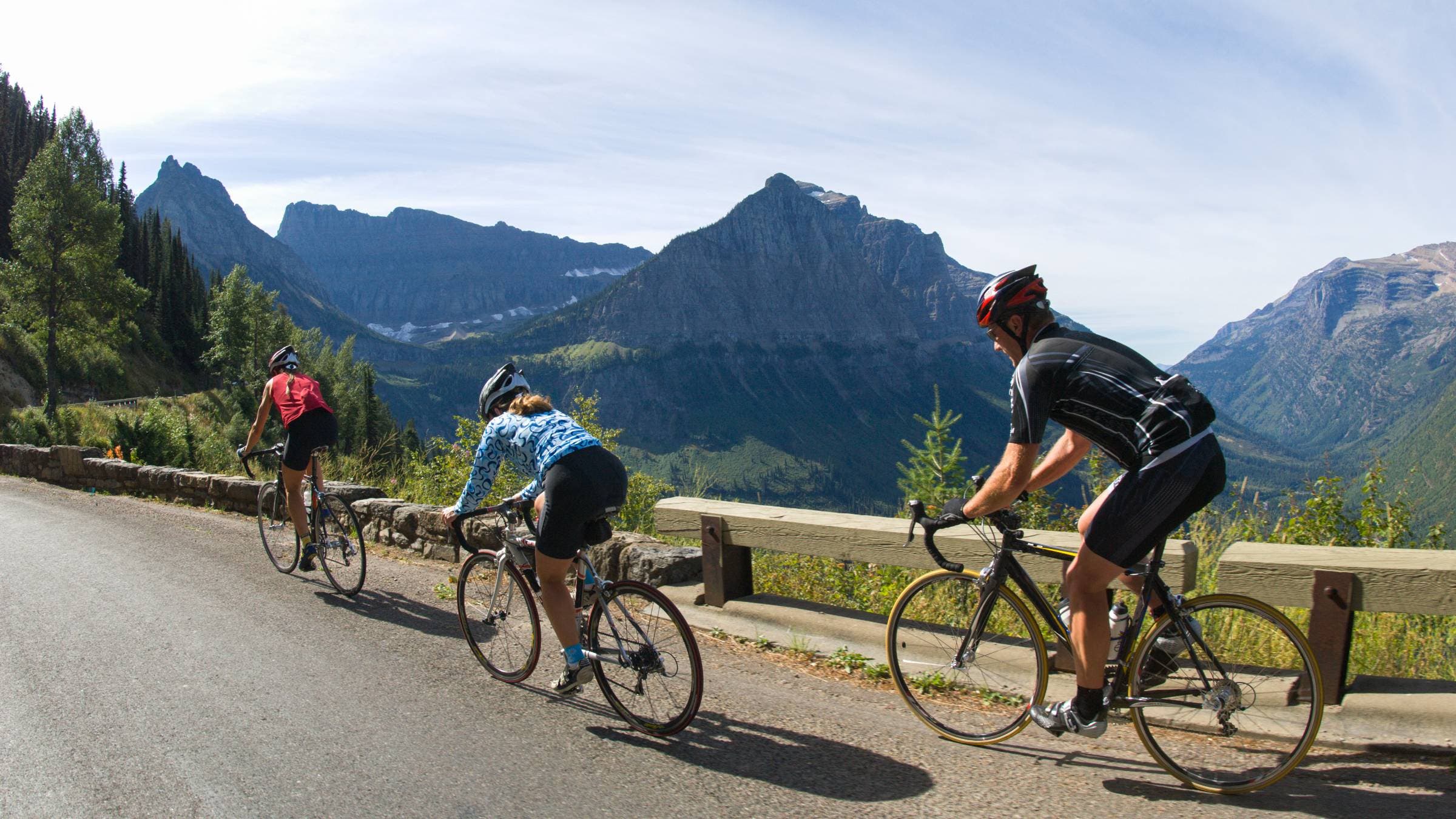 Road biking on Going to the Sun Road, Glacier National Park 