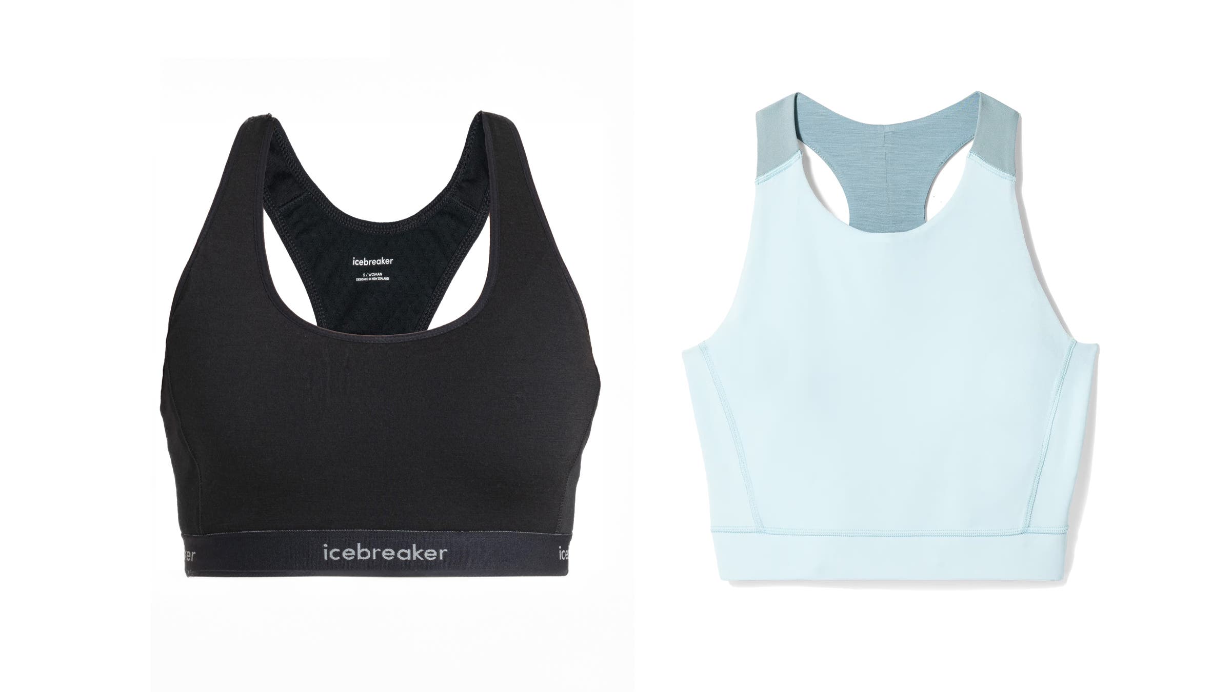 Icebreaker Merino Blend 125 ZoneKnit Sports Bra and Smartwool Active Crop Bra