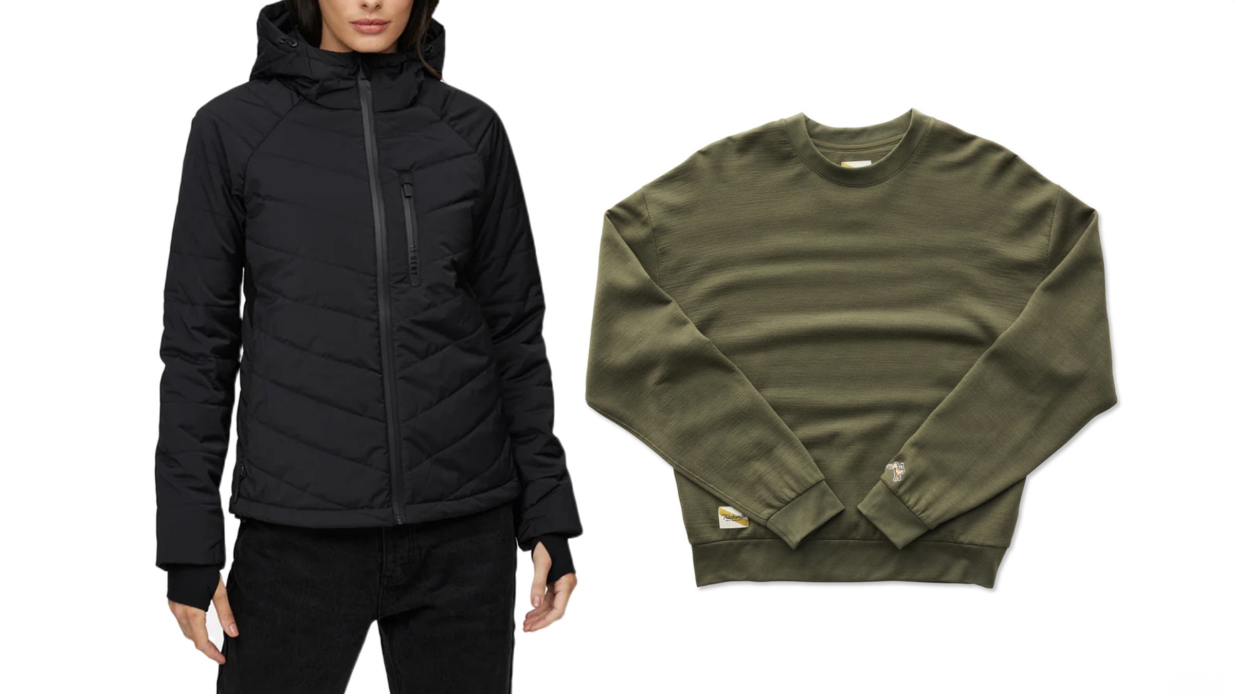 Tracksmith Downeaster Crew and Le Bent Genepi Wool Insulated Hooded Jacket