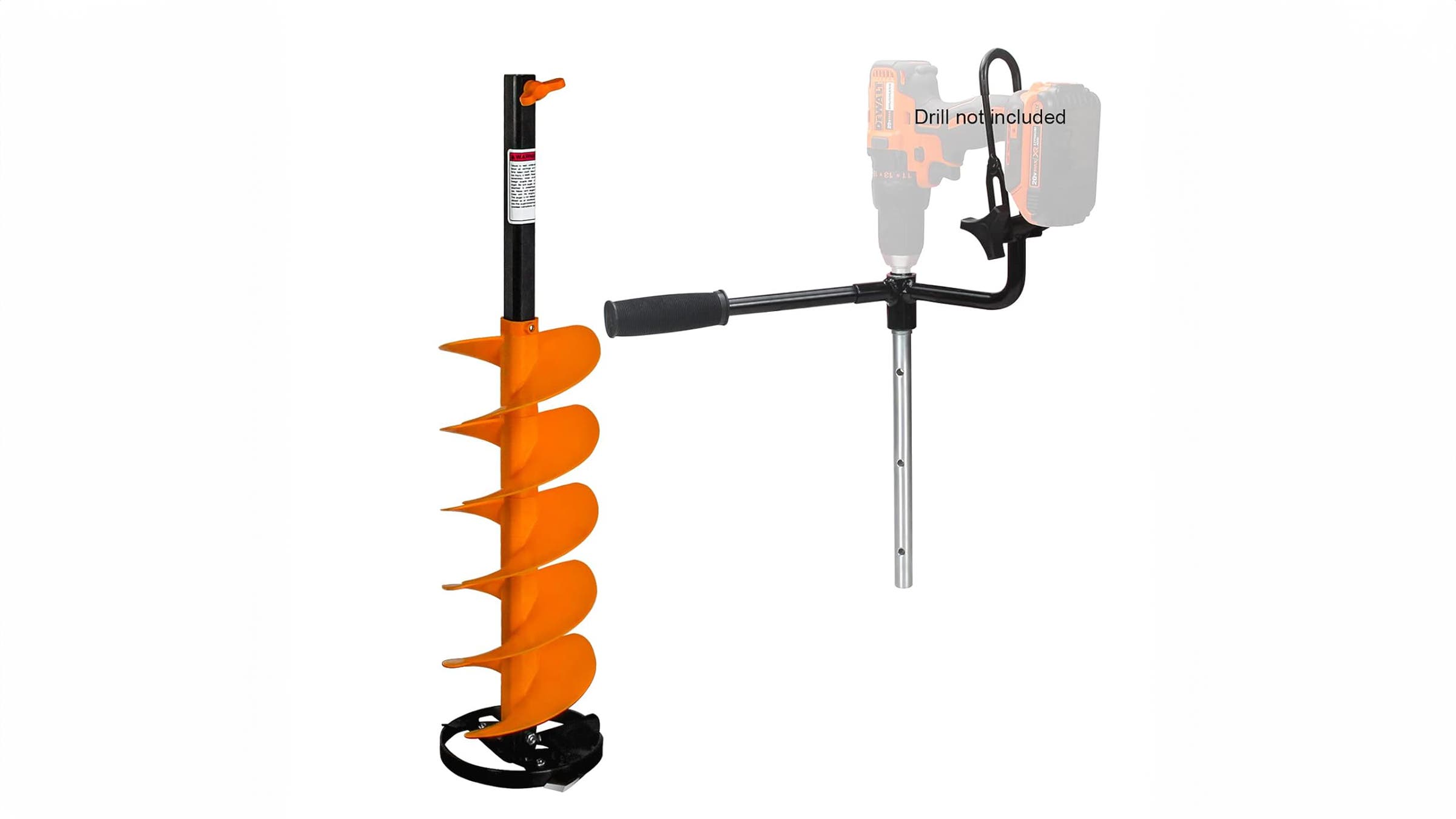 Nordic Legend E-Drill Ice Auger & Universal Adapter on white background