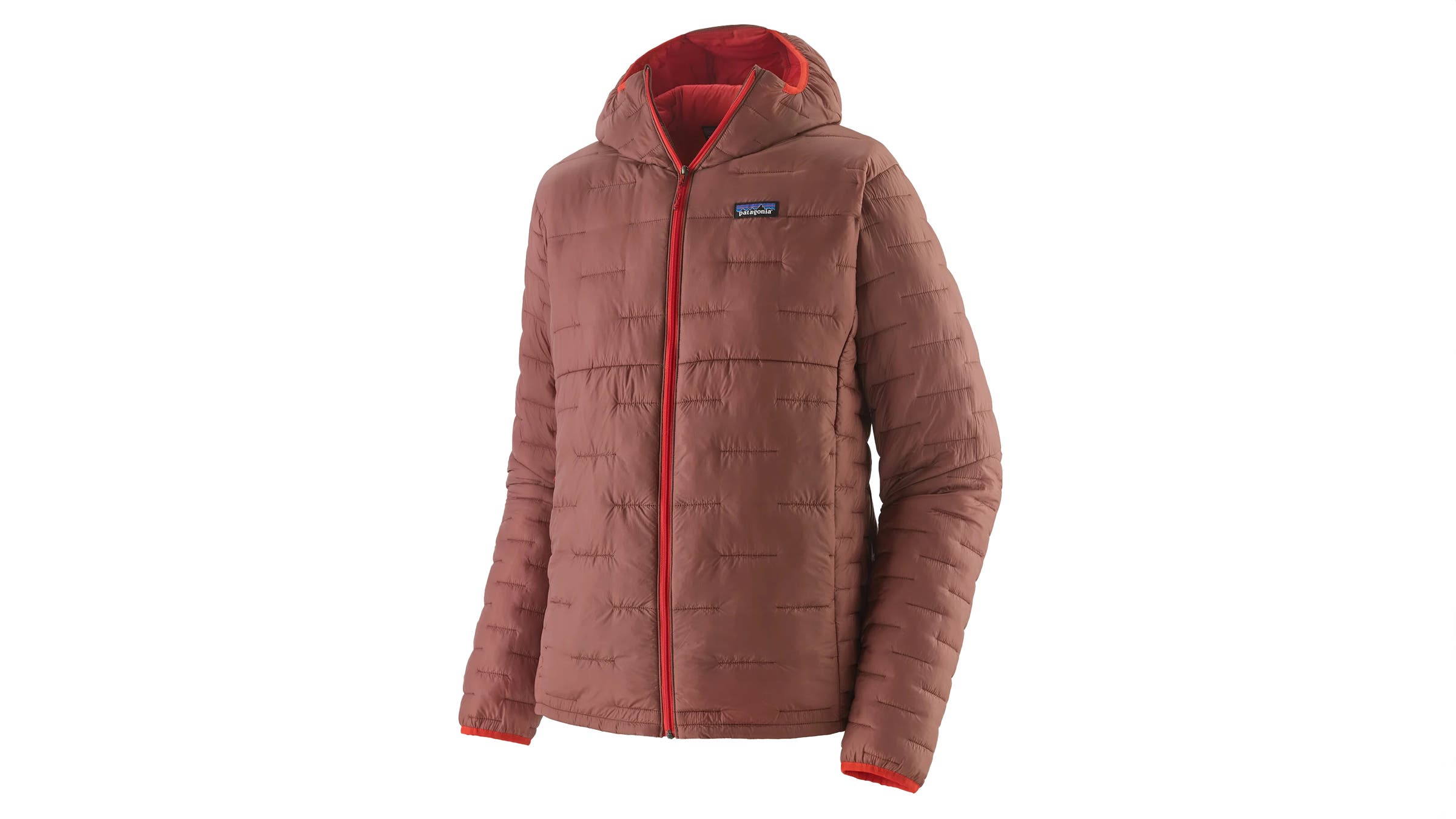 Patagonia Micro Puff Hoody red on white background