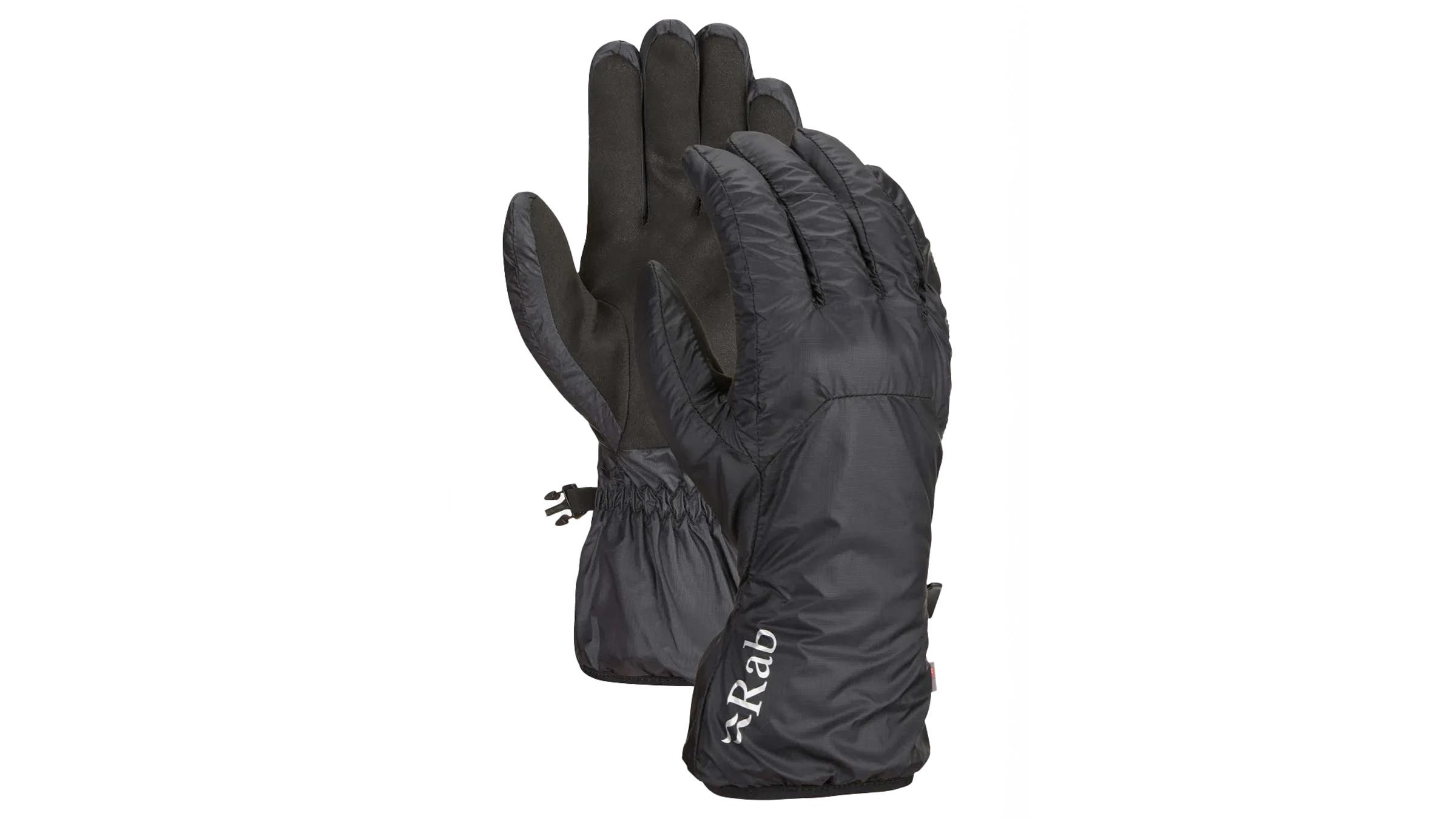 Rab Xenon Gloves black thin running gloves on white background.