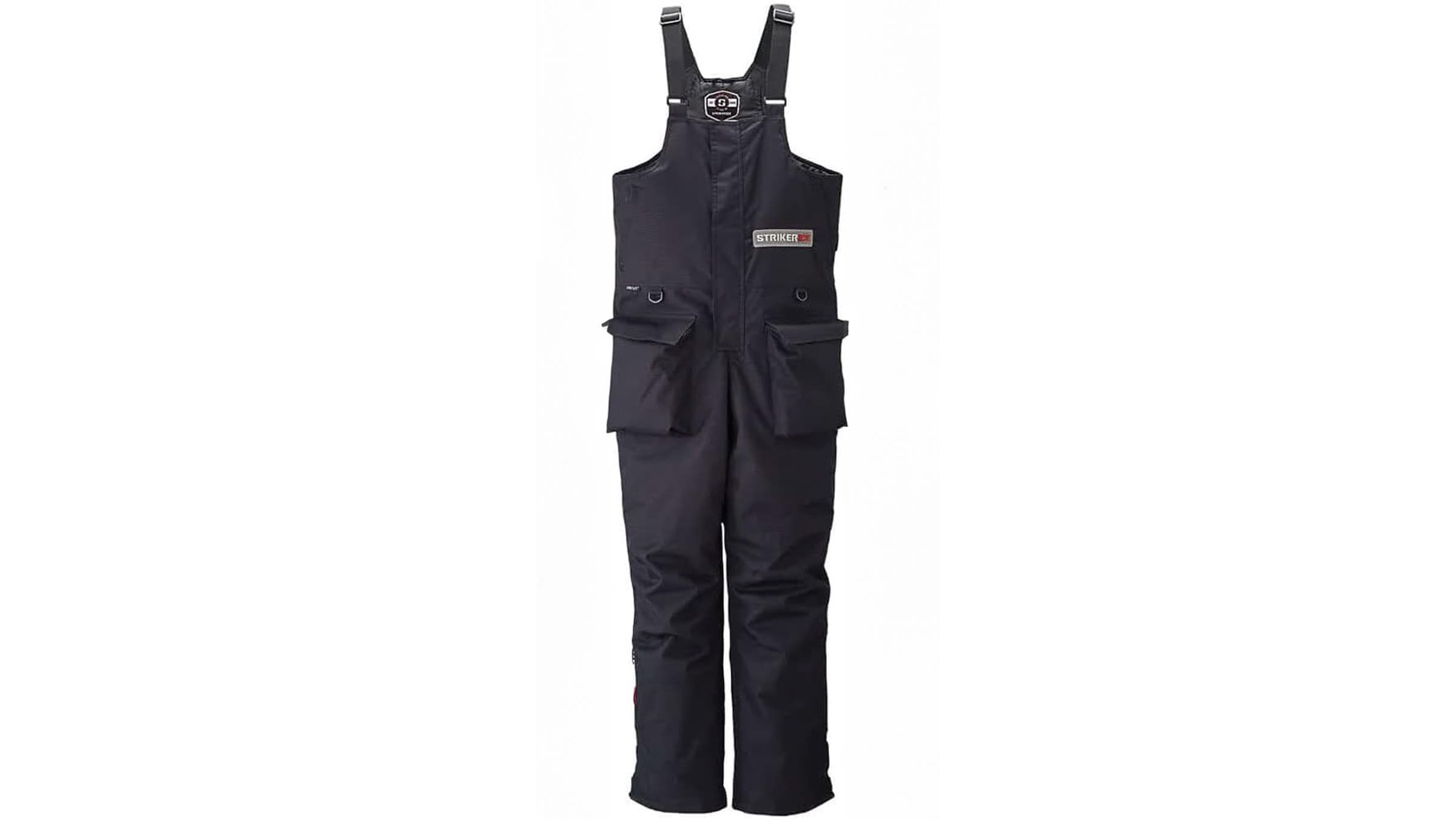 Striker Ice Fishing Bib with Sureflote Flotation ice fishing bibs on white background