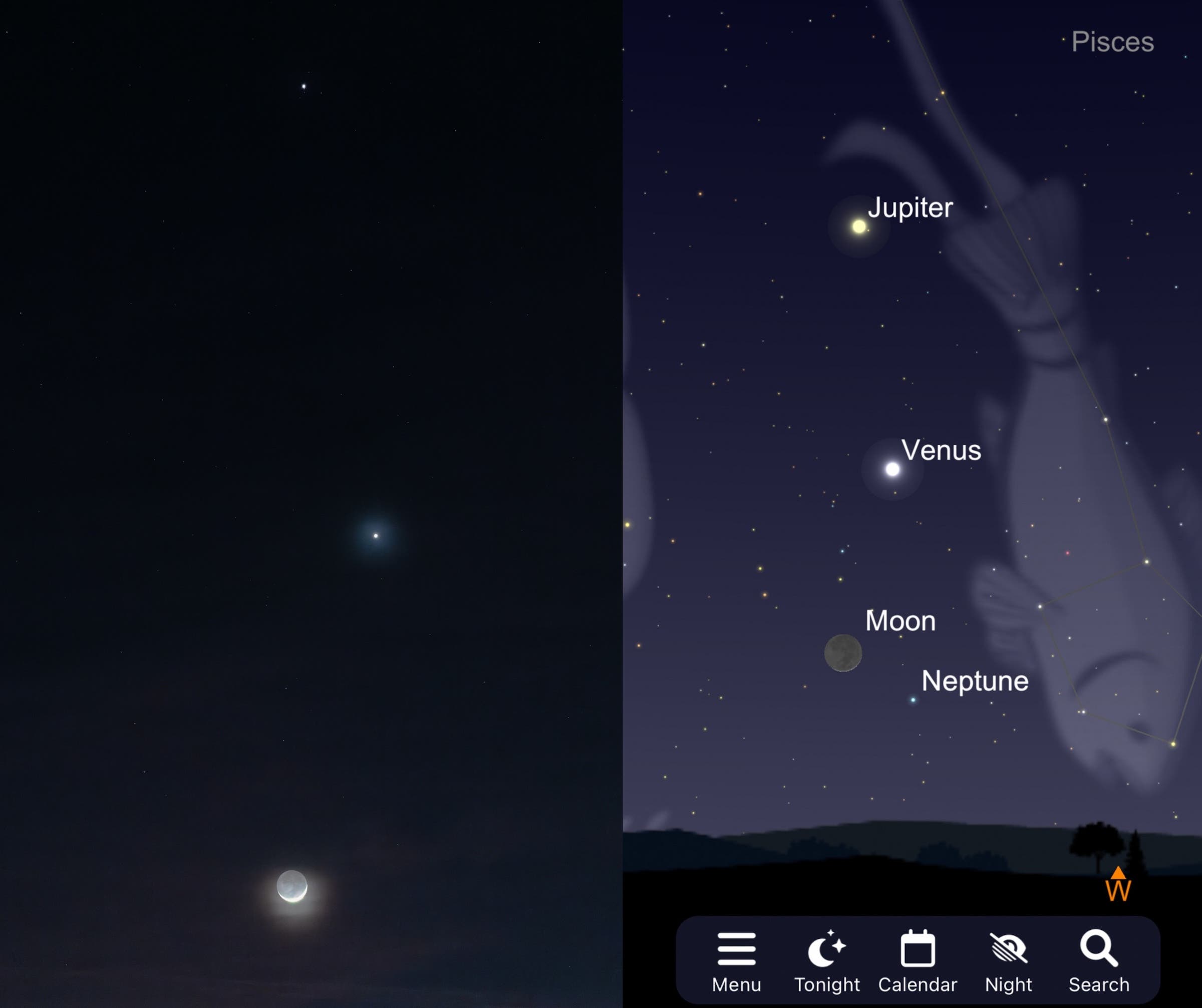 Screenshots from the app SkySafari