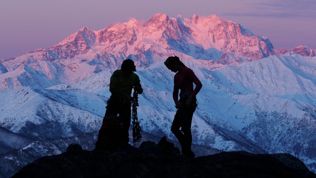 couple in front of mountains