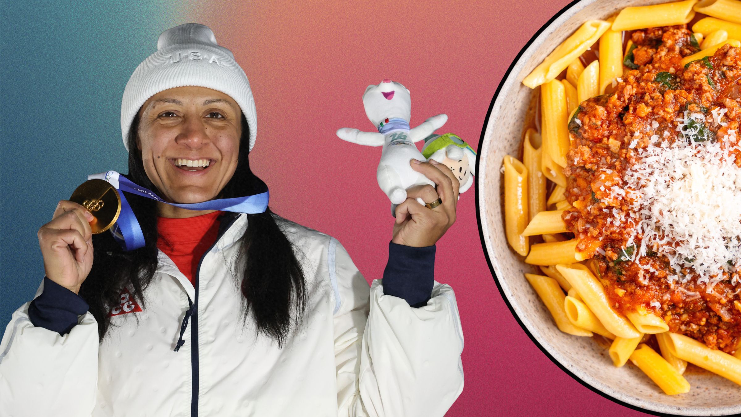 elana meyers taylor gola medal and pasta cortina olympics