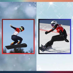 Faye Gulini Thelen and Meghan Tierney Daniel snowboarding