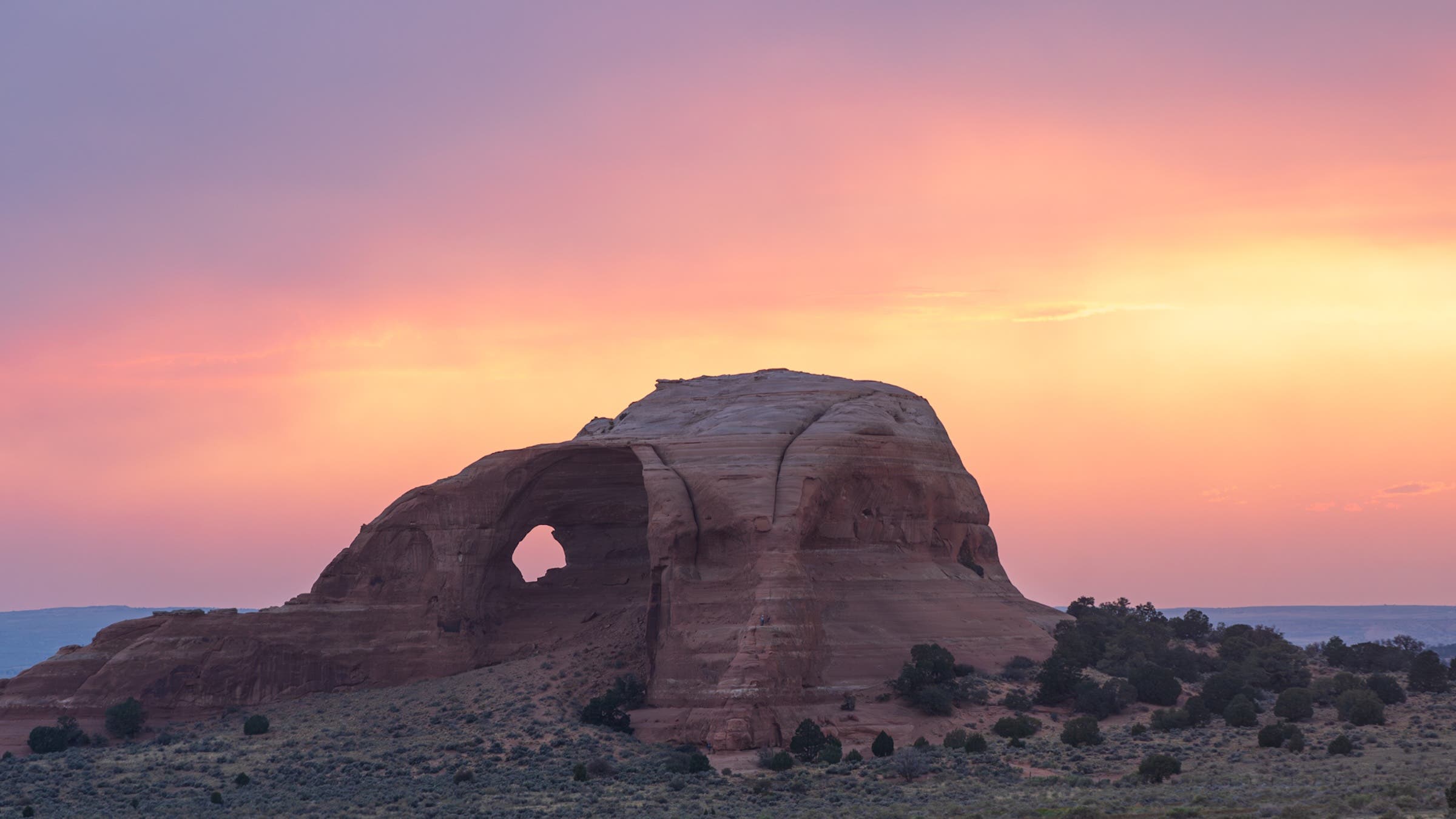 Looking Glass Arch in Utah, near Arches National Park, at golden hour