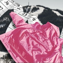 ski jacket on ski slopes with body measuring tape