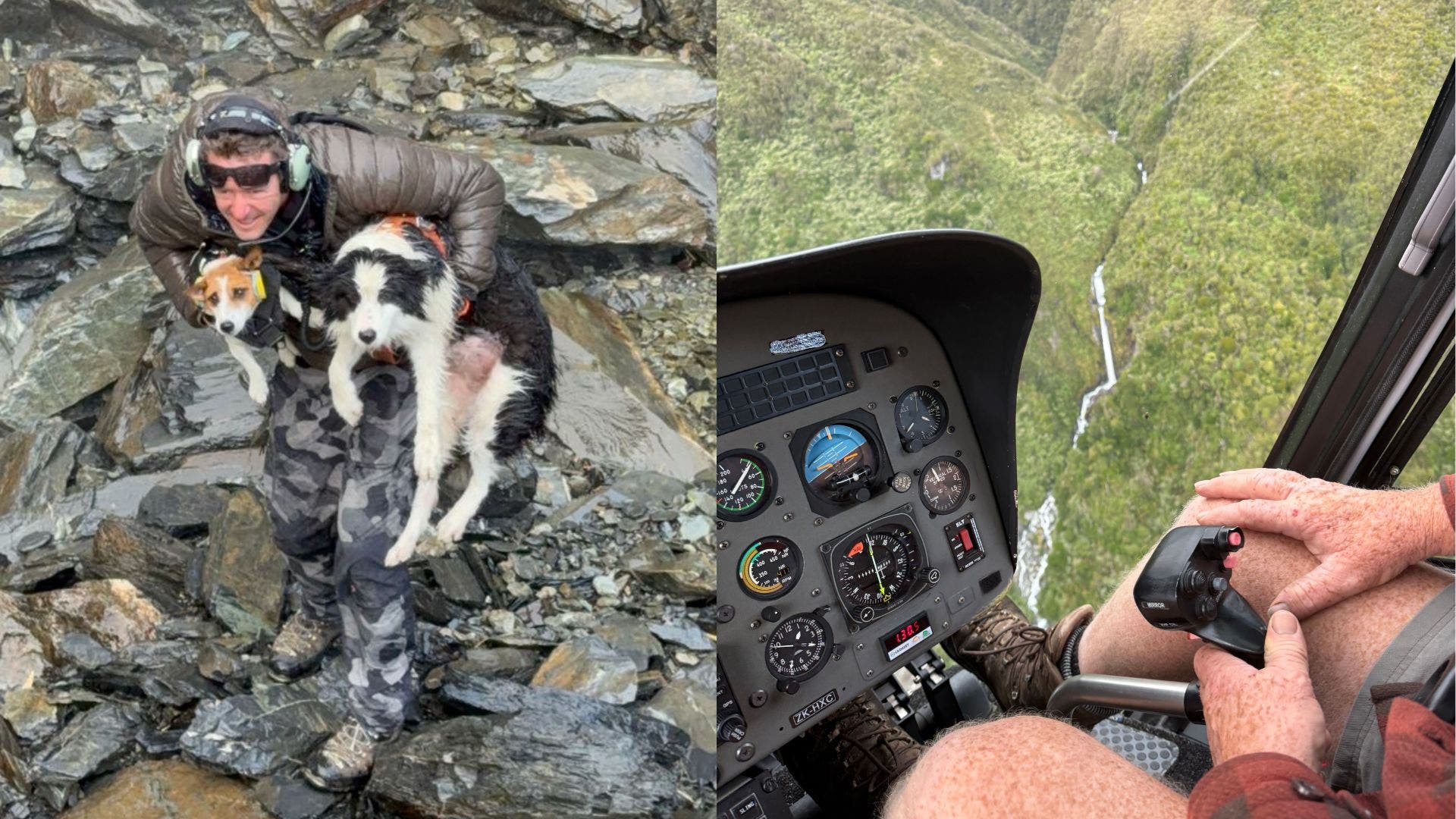 photo shows molly being carried by a rescuer, another shows the waterfall she's believed to have plummeted from