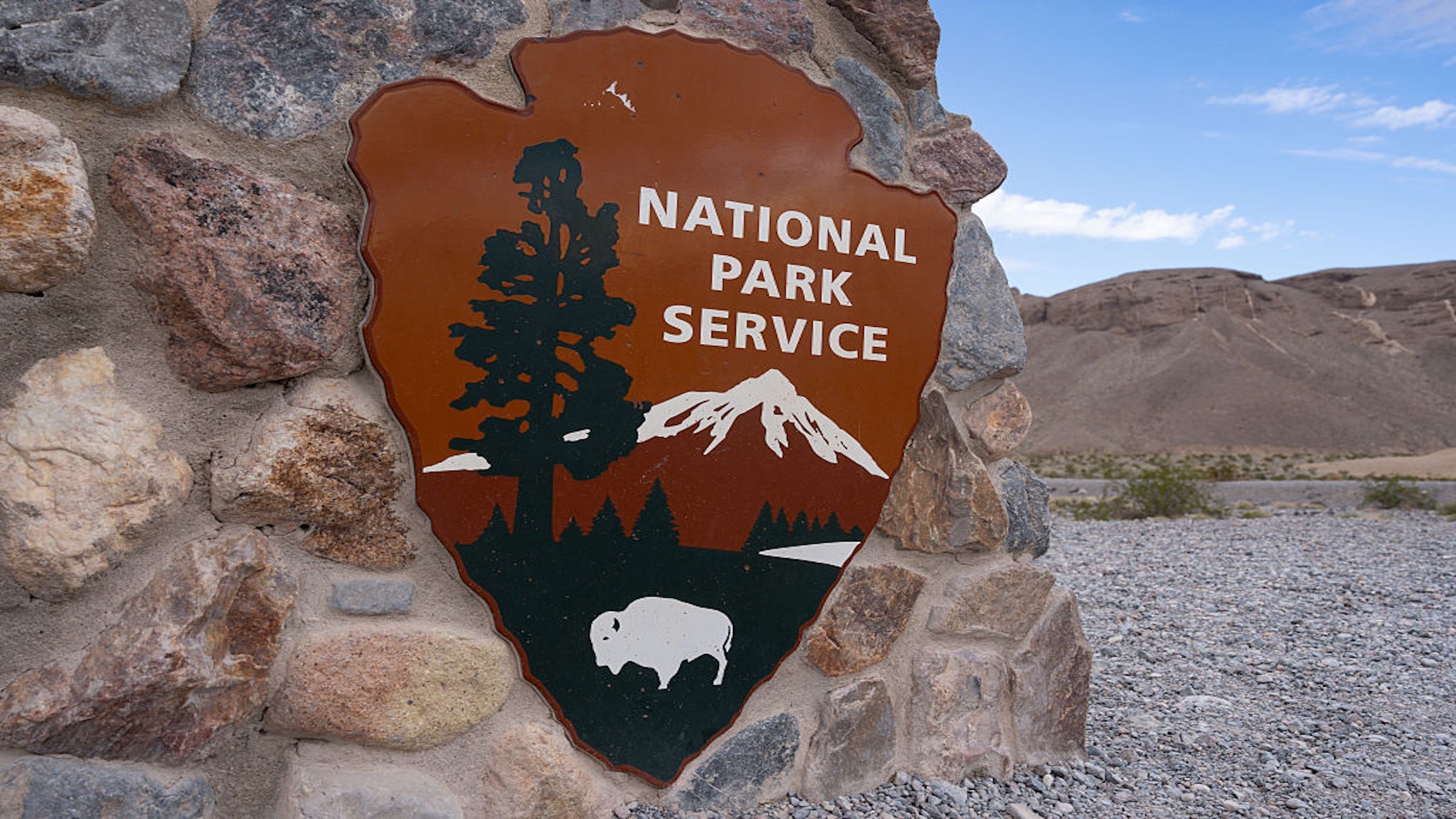 A sign at the entrance of Death Valley National Park is seen during the government shutdown on October 9, 2025