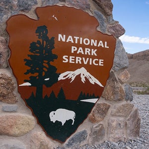 A sign at the entrance of Death Valley National Park is seen during the government shutdown on October 9, 2025