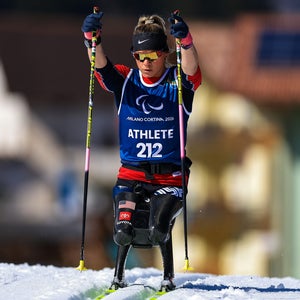 VAL DI FIEMME, ITALY - MARCH 05: Oksana Masters of Team United States participates in training ahead of the Milano Cortina 2026 Winter Paralympic Games at Tesero Cross-Country Skiing Stadium on March 05, 2026 in Val di Fiemme, Italy.