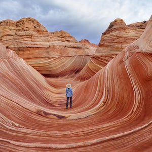 Female hiker in Coyote Buttes North, Vermilion Cliffs National Monument, Arizona