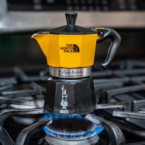 Bialetti Moka Pot 3-Cup on stovetop burner, an everyday coffee brewery for author Jakob Schiller.