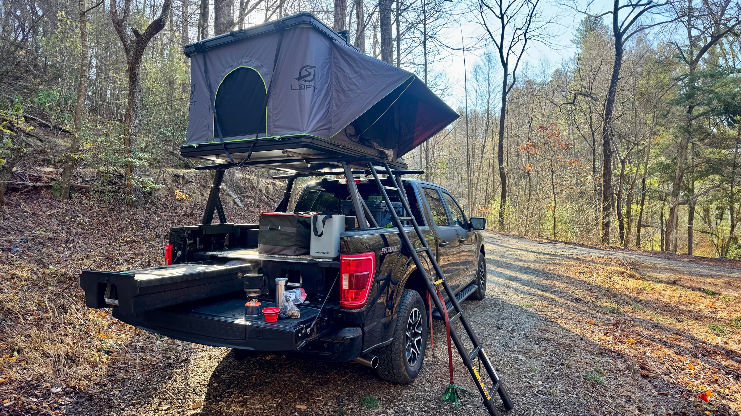 Overlanding camping setup for trucks
