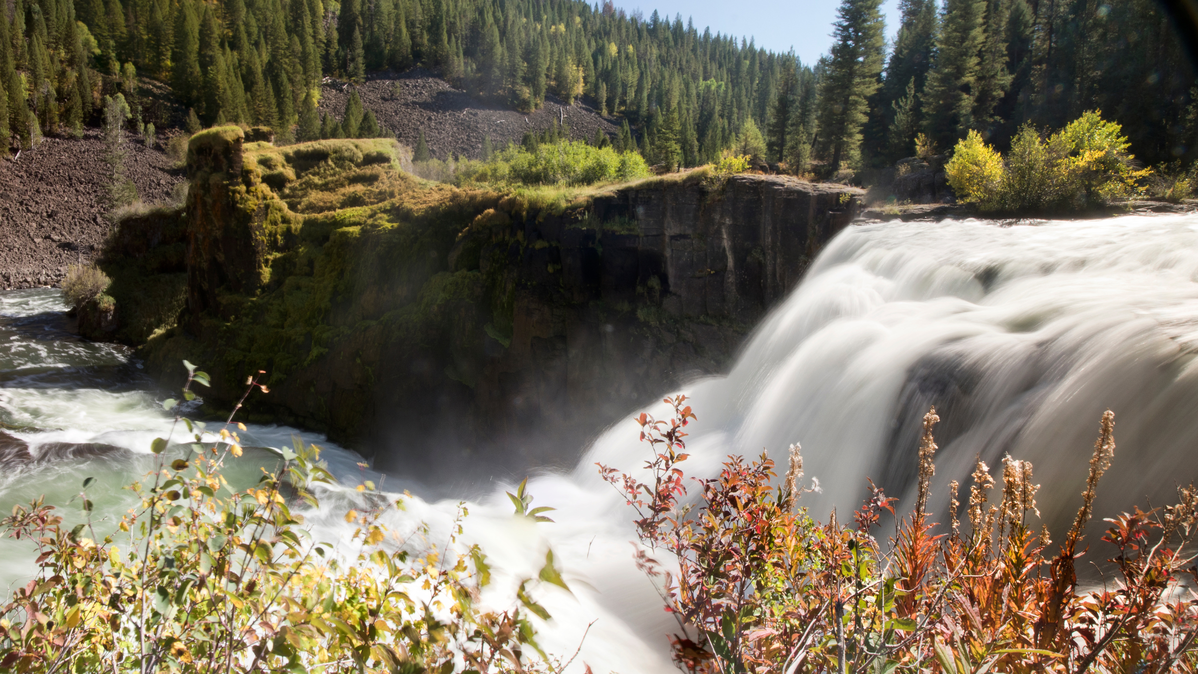 Upper Mesa Falls in Idaho during peak snowmelt 