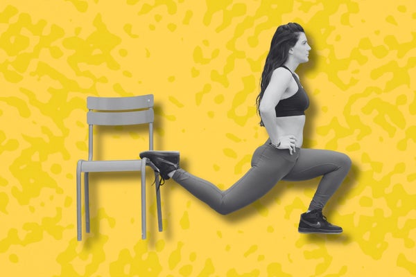 woman doing bulgarian split squats