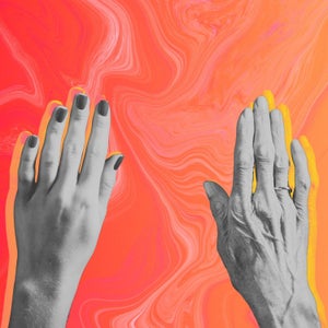 longevity hands, young hand, old hand