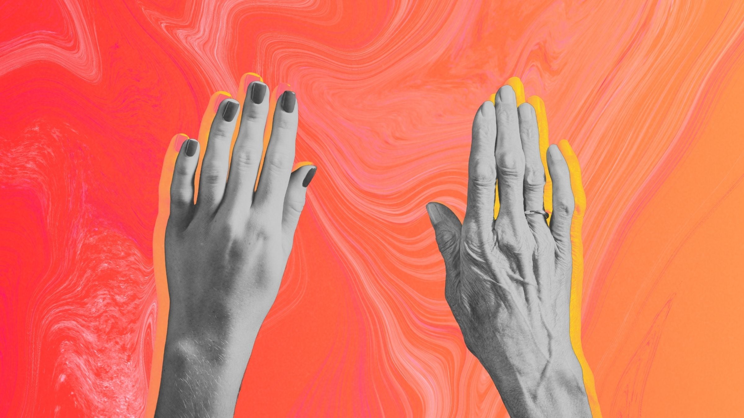 longevity hands, young hand, old hand