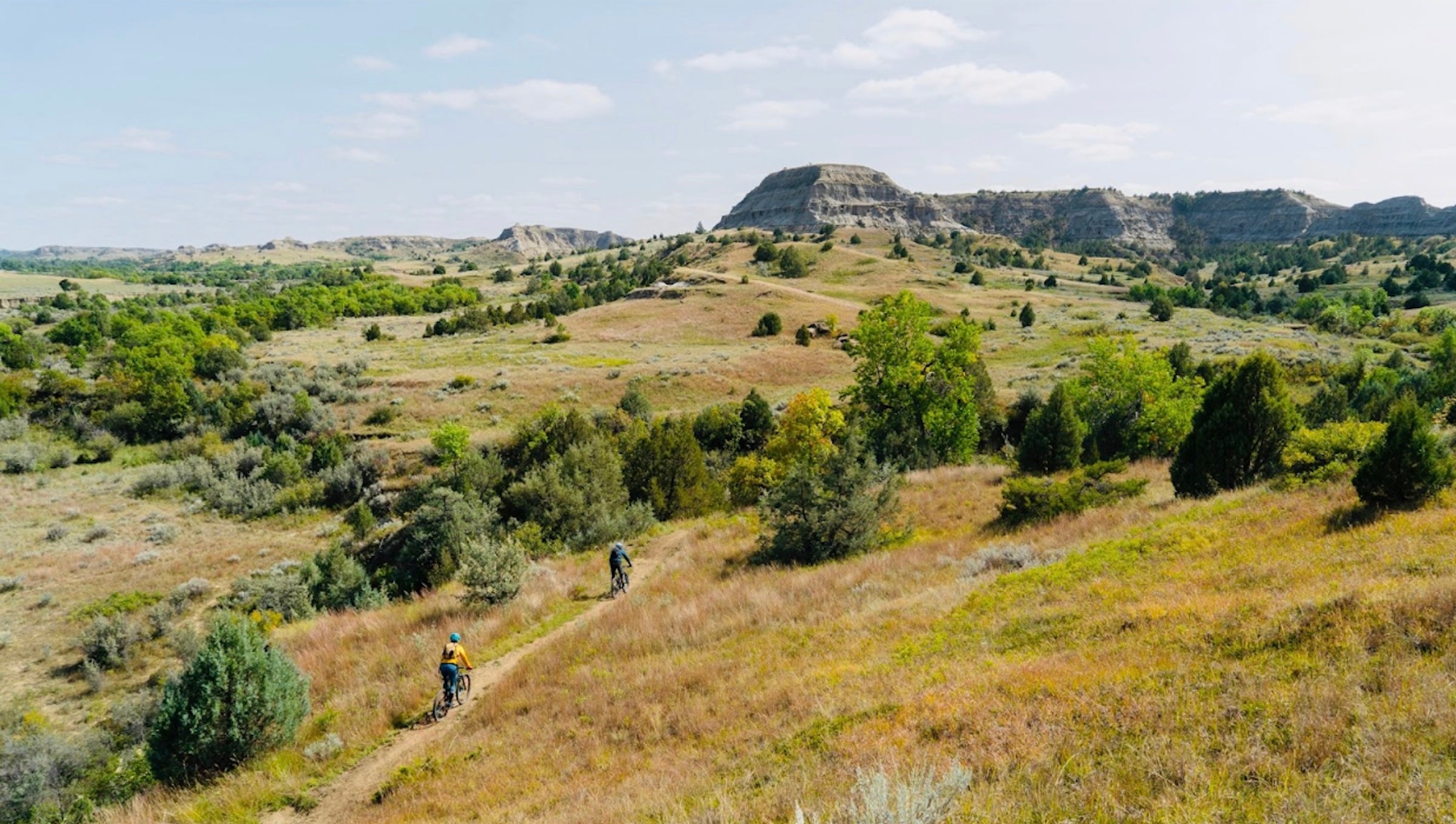 Cyclists on North Dakota's Maah Daah Hey Trail