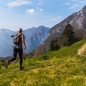 man running in mountains