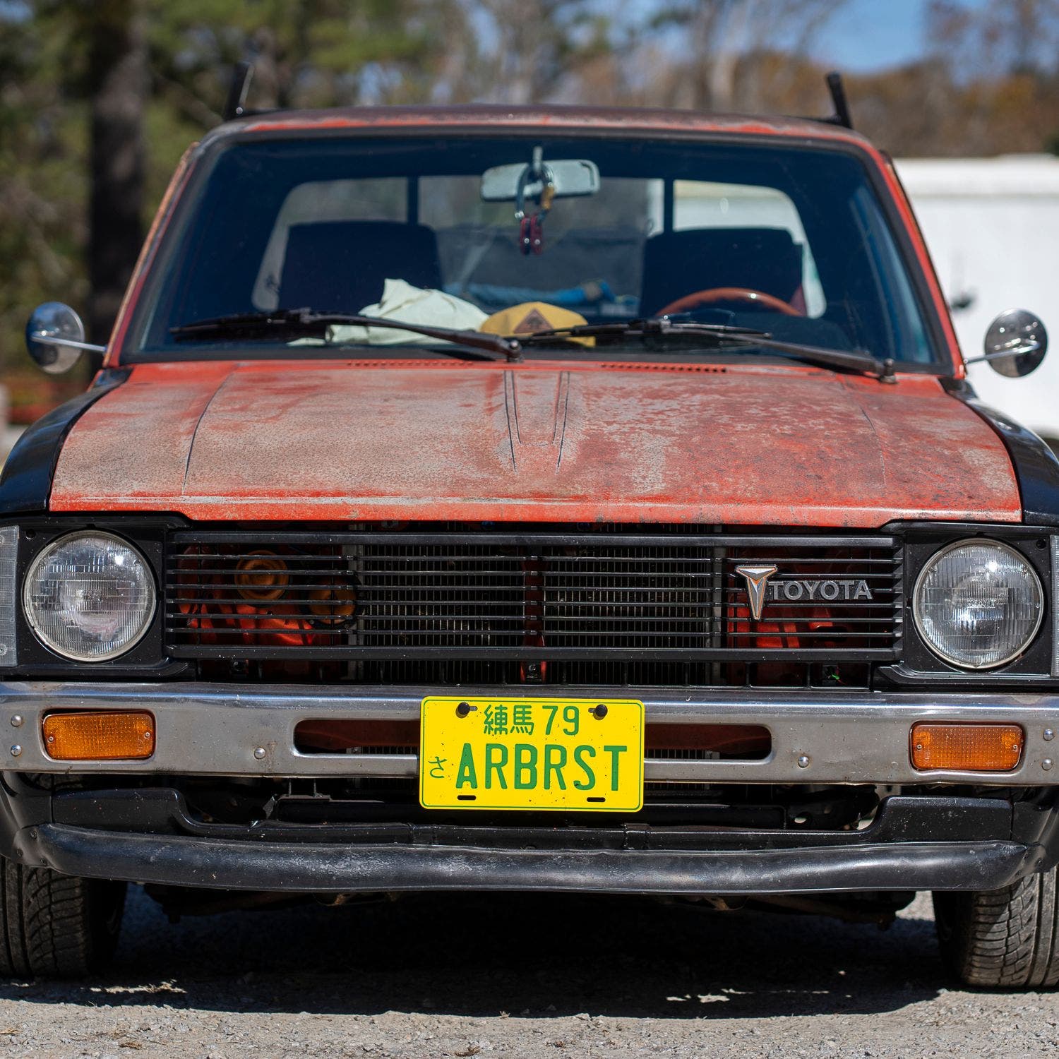 truck with "arbrist" license plate