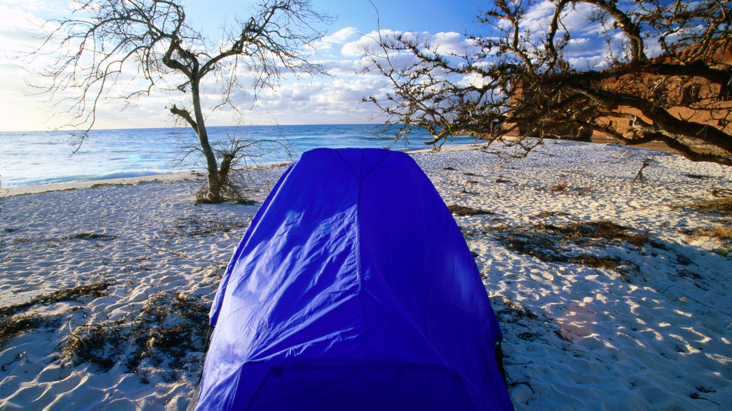 Tent on beach at Fort Jefferson, Tortugas National Park in the Garden Keys