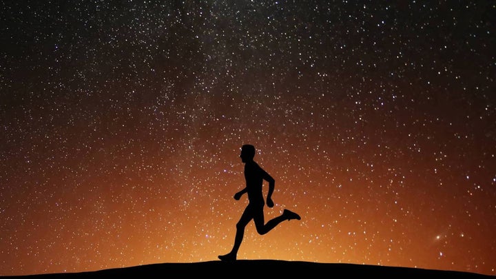 Night running under the stars