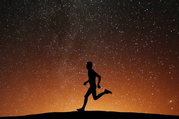 Night running under the stars