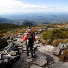 An hiker pictured along the Franconia Ridge Trail